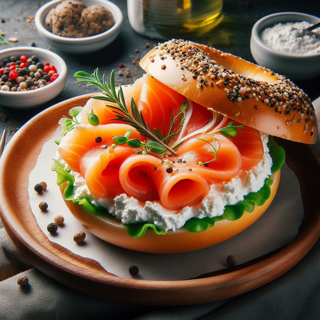 Smoked Salmon and Cream Cheese Bagel