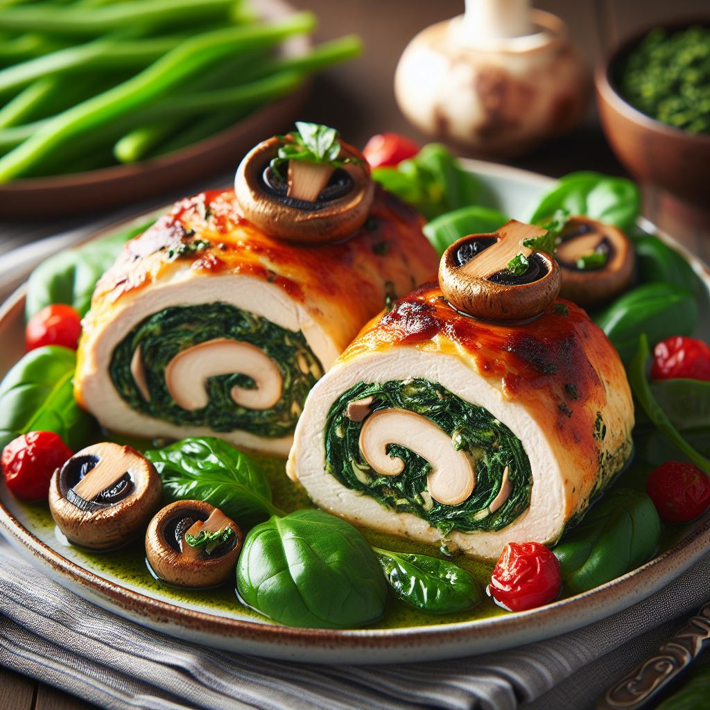 Spinach and Mushroom Stuffed Chicken Breast