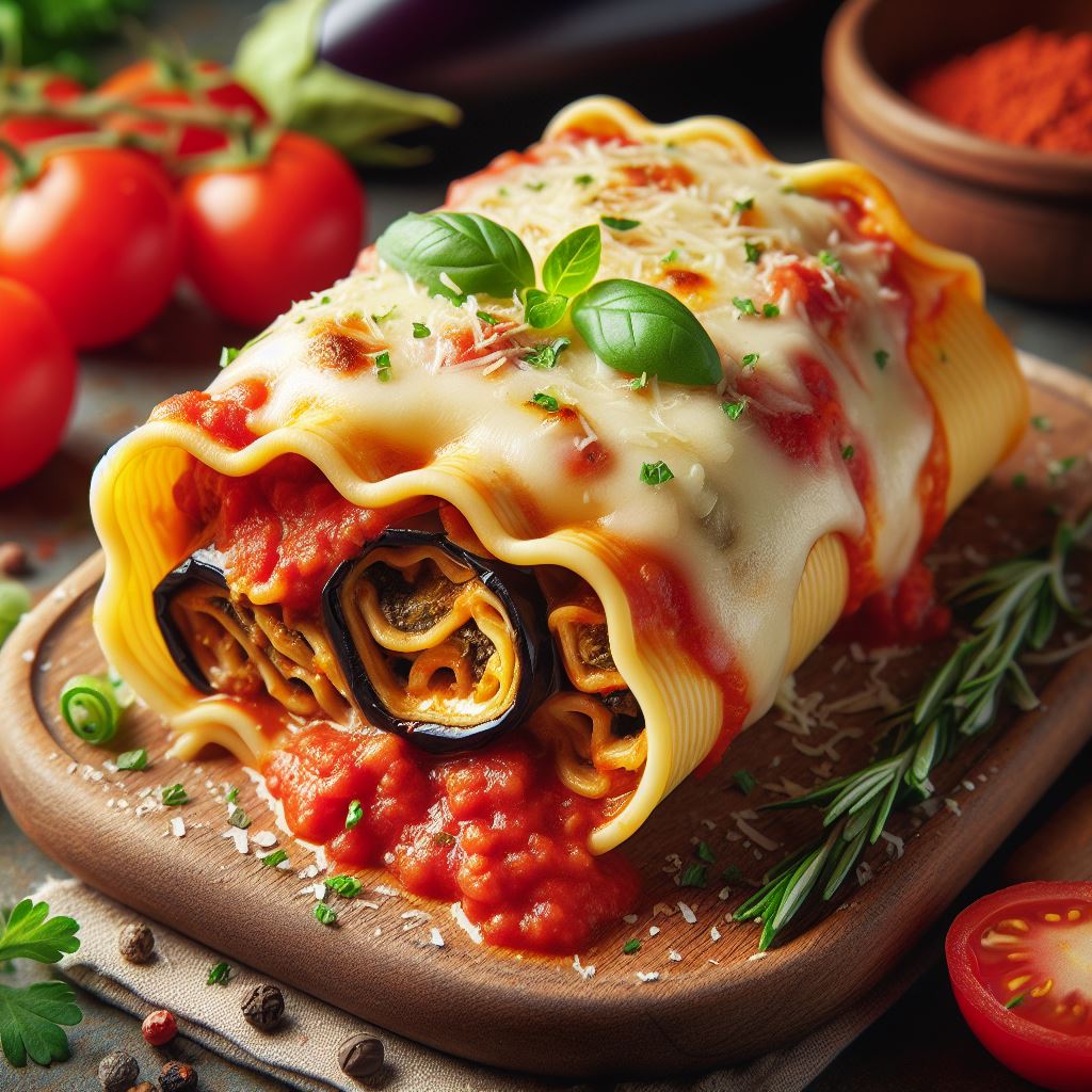 Italian-inspired Eggplant Lasagna Rolls